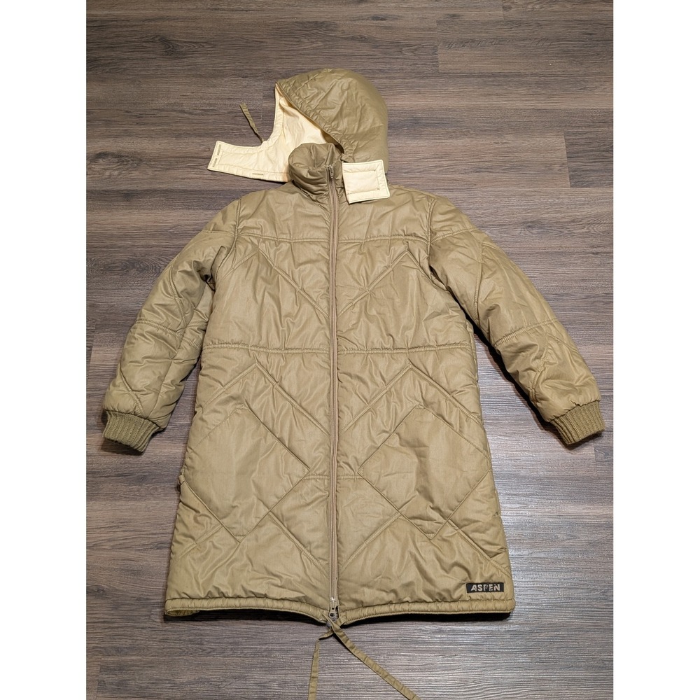 VTG Aspen Park by Aspen Quilted Lined Hooded Winter Parka Jacket Tan Size L - Picture 1 of 7